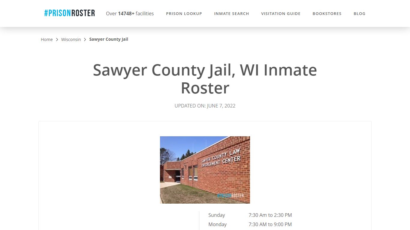 Sawyer County Jail, WI Inmate Roster